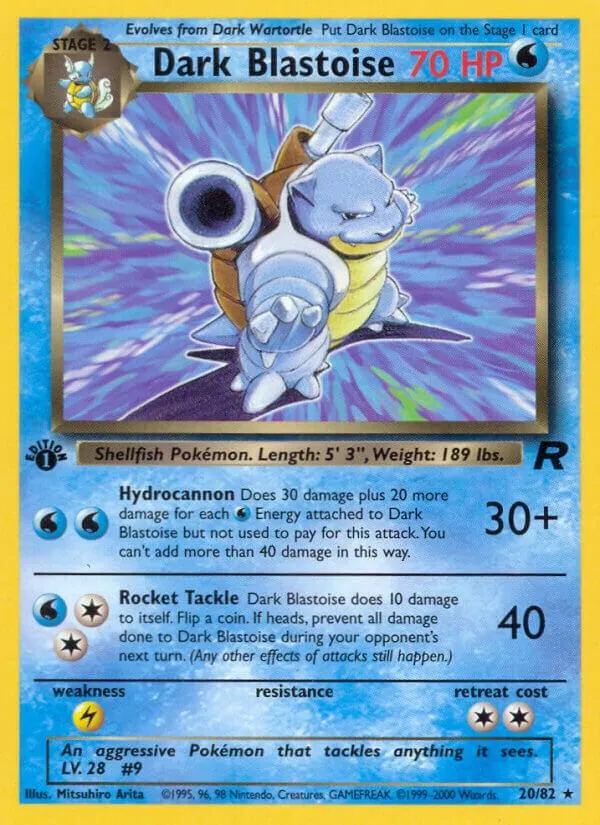 Team Rocket 영어판 Dark Blastoise 20 카드 앞면