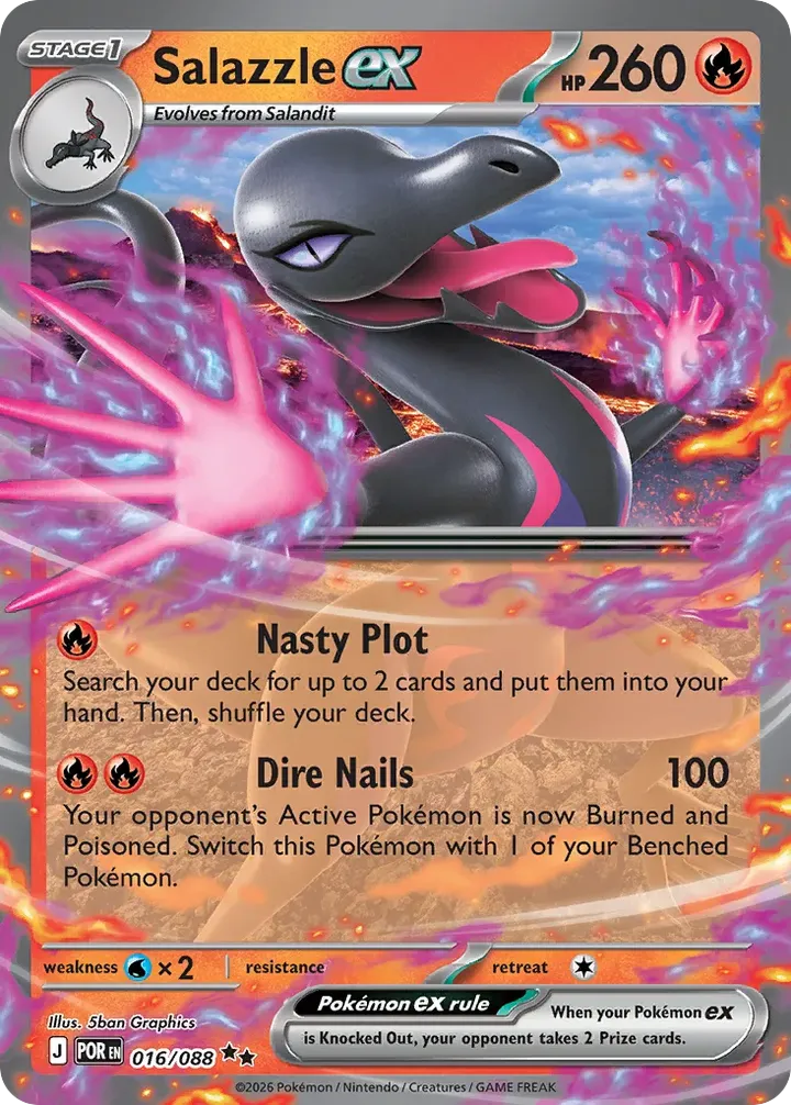 Mega Evolution—Perfect Order 영어판 Salazzle ex 16 카드 앞면