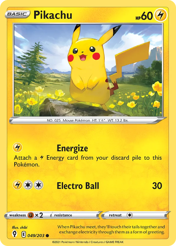 Sword & Shield—Evolving Skies 영어판 Pikachu 49 카드 앞면