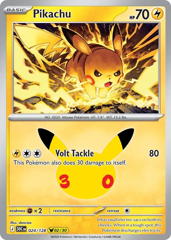 Front of Pikachu 24, Pokémon TCG: 30th Celebration English