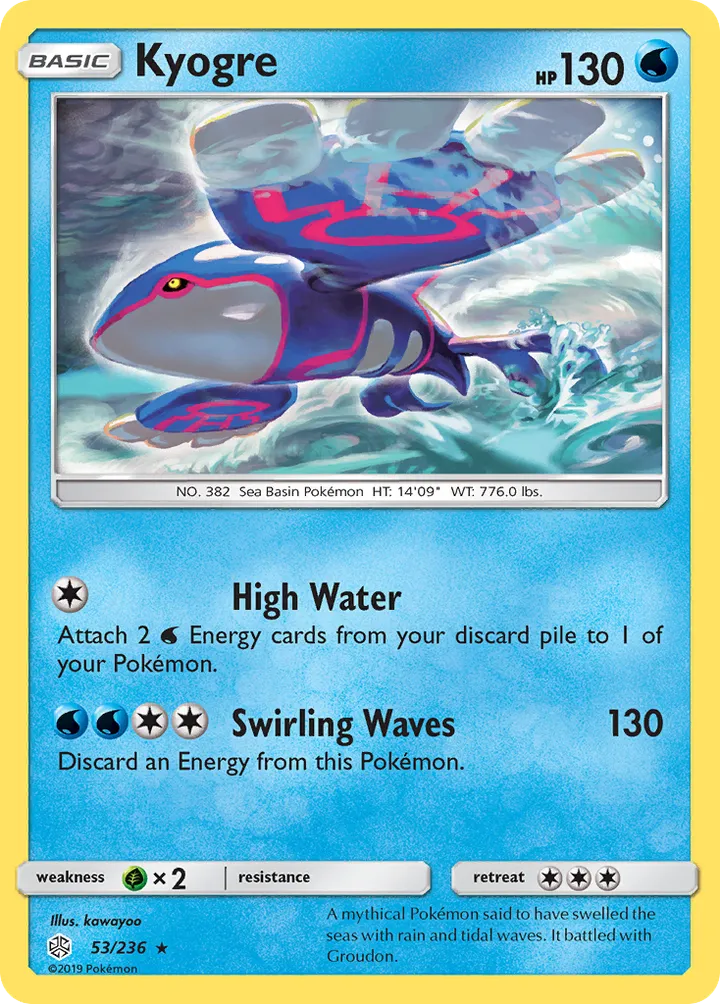 Sun & Moon—Cosmic Eclipse 英語版 Kyogre 53 カード表面