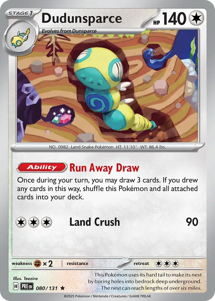 Scarlet & Violet—Prismatic Evolutions 영어판 Dudunsparce 80 카드 앞면