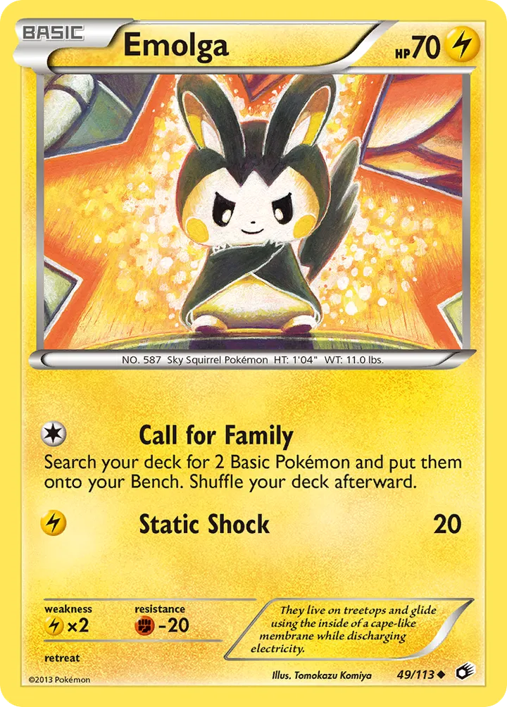 Black & White—Legendary Treasures 영어판 Emolga 49 카드 앞면