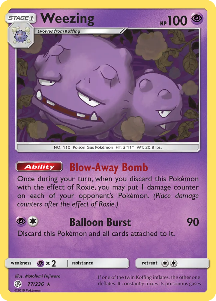 Sun & Moon—Cosmic Eclipse 영어판 Weezing 77 카드 앞면