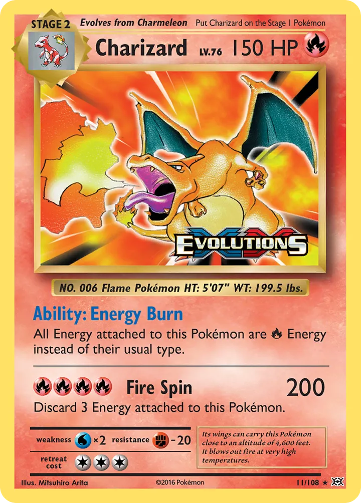 XY—Evolutions 英語版 Charizard 11 カード表面
