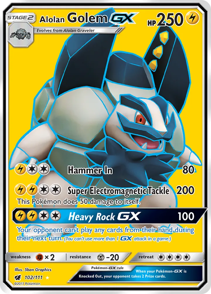 Sun & Moon—Crimson Invasion 영어판 Alolan Golem-GX 102 카드 앞면