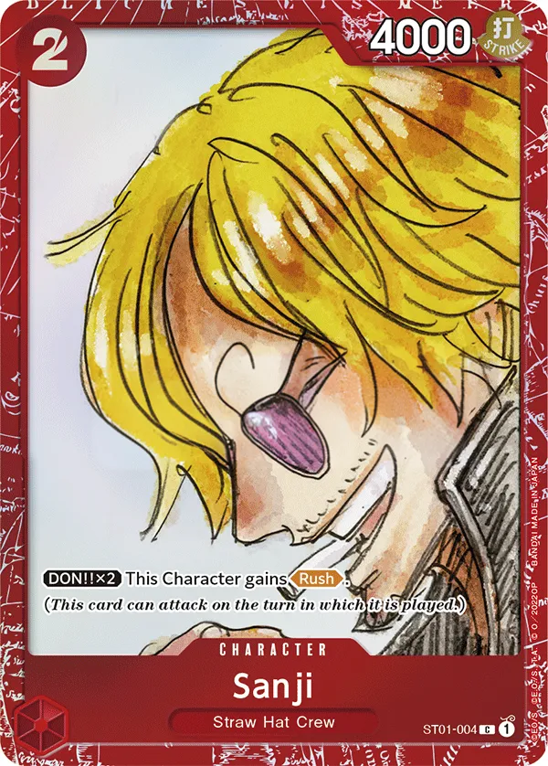 Straw Hat Crew 英語版 Sanji ST01-004 · パラレル 2 カード表面