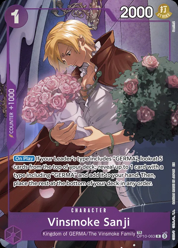 Royal Blood 영어판 Vinsmoke Sanji OP10-063 · 패럴렐 카드 앞면