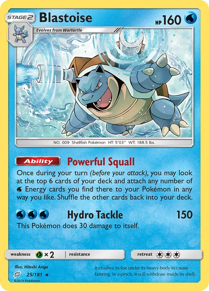 Sun & Moon—Team Up 英語版 Blastoise 25 カード表面