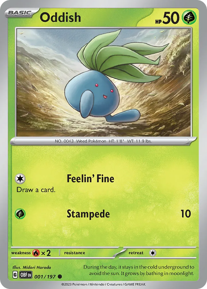 Scarlet & Violet—Obsidian Flames 英語版 Oddish 1 カード表面