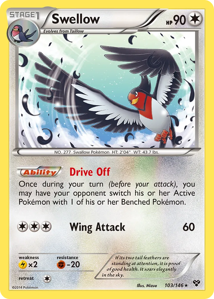 XY 영어판 Swellow 103 카드 앞면