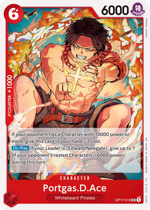 The World's Strongest Warriors 영어판 Portgas.D.Ace OP17-013 카드 앞면