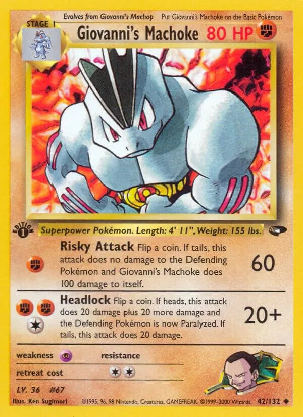 Gym Challenge 영어판 Giovanni's Machoke 42 카드 앞면