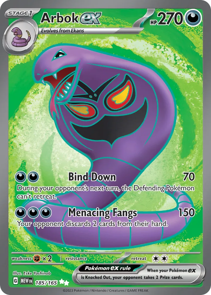 Scarlet & Violet—151 영어판 Arbok ex 185 카드 앞면