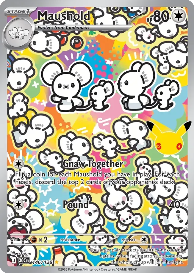 Pokémon TCG: 30th Celebration 영어판 Maushold 146 카드 앞면