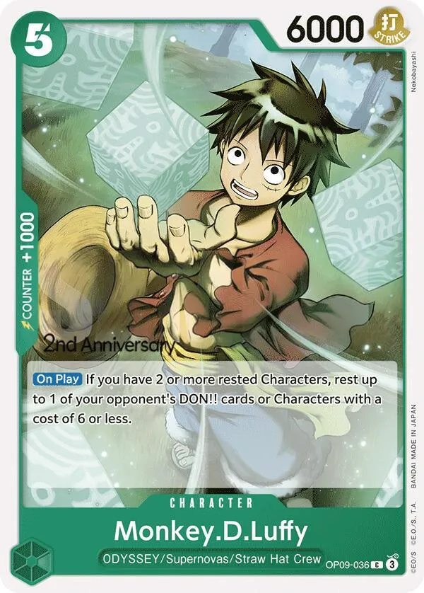 Emperors in the New World 영어판 Monkey.D.Luffy OP09-036 · 기념 대회 카드 앞면