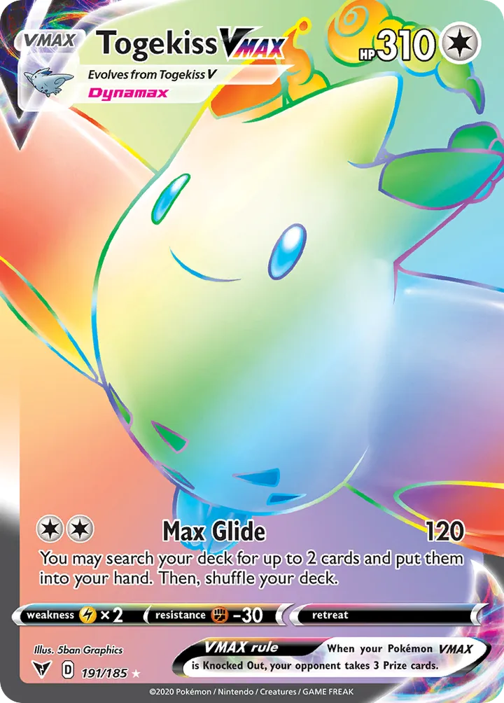 Sword & Shield—Vivid Voltage 영어판 Togekiss VMAX 191 카드 앞면