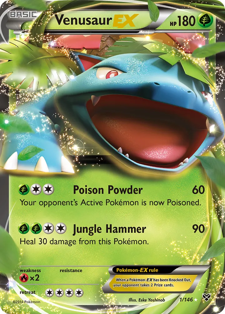 XY 영어판 Venusaur-EX 1 카드 앞면