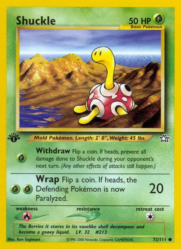 Neo Genesis 영어판 Shuckle 72 카드 앞면