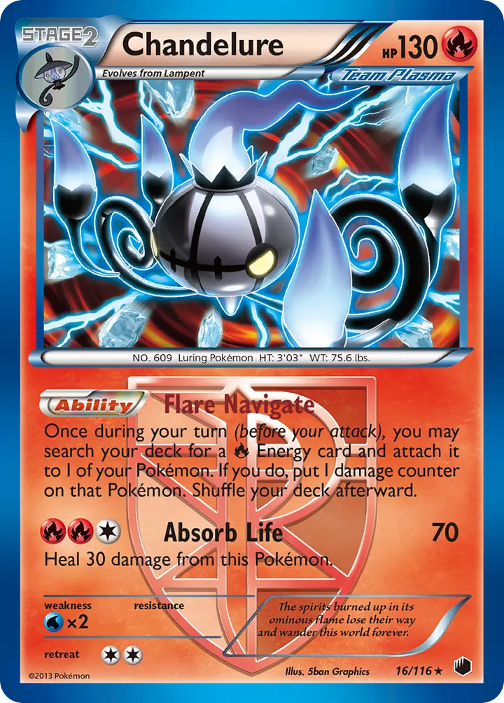 Black & White—Plasma Freeze 영어판 Chandelure 16 카드 앞면