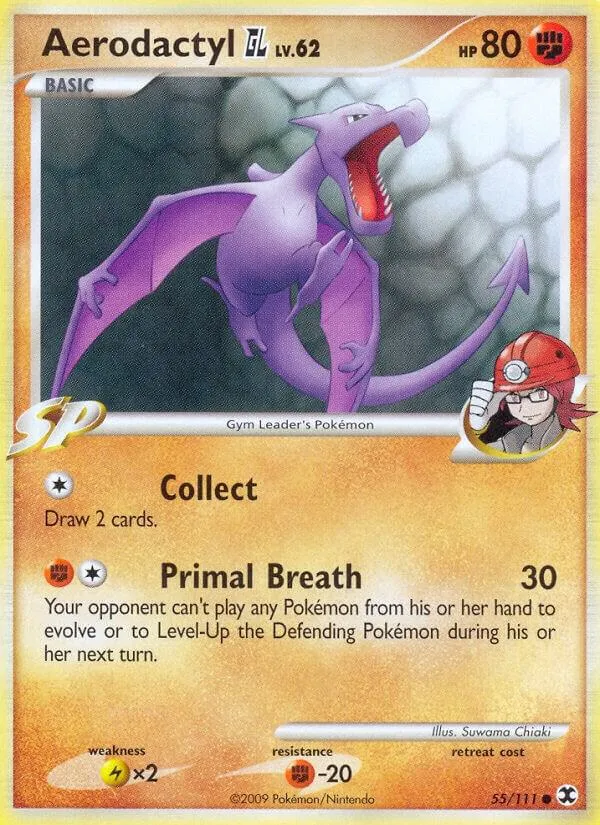 Platinum—Rising Rivals 영어판 Aerodactyl GL 55 카드 앞면