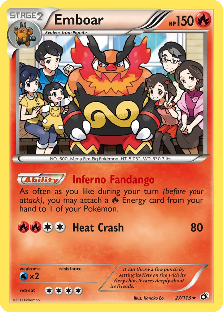 Black & White—Legendary Treasures 영어판 Emboar 27 카드 앞면