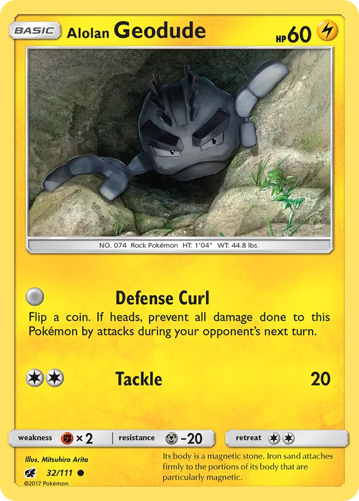 Sun & Moon—Crimson Invasion 英語版 Alolan Geodude 32 カード表面