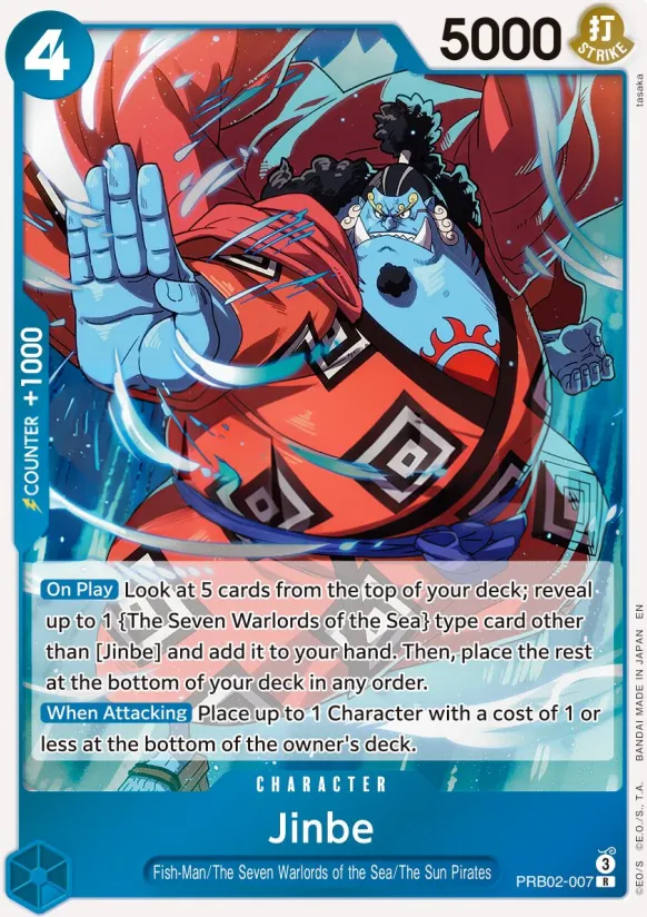 One Piece Card The Best vol.2 영어판 Jinbe PRB02-007 카드 앞면