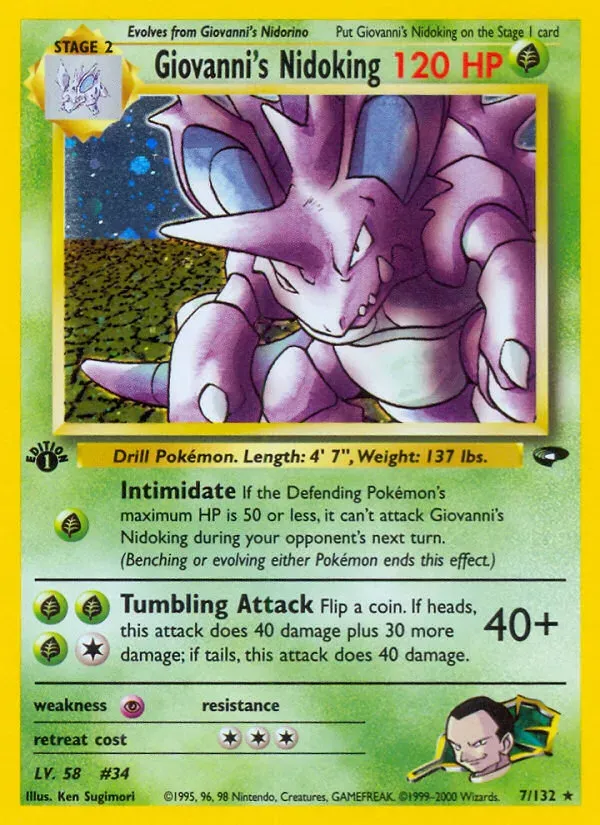 Gym Challenge 영어판 Giovanni's Nidoking 7 카드 앞면