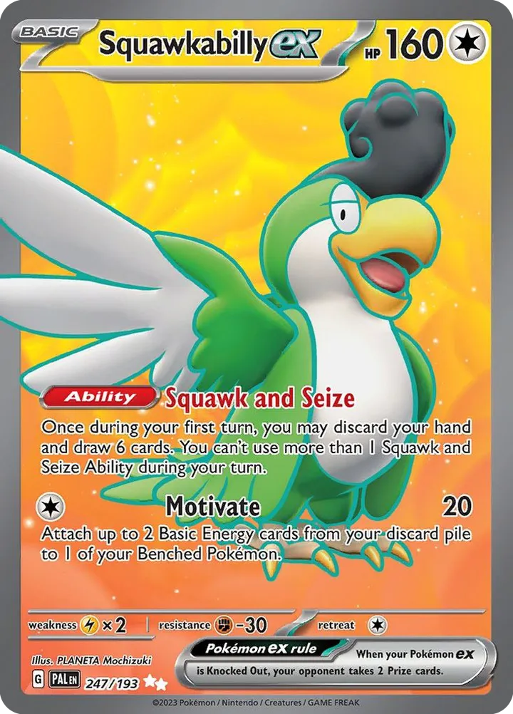 Scarlet & Violet—Paldea Evolved 영어판 Squawkabilly ex 247 카드 앞면
