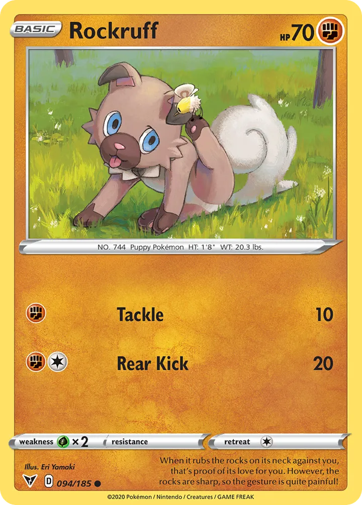 Sword & Shield—Vivid Voltage 英語版 Rockruff 94 カード表面