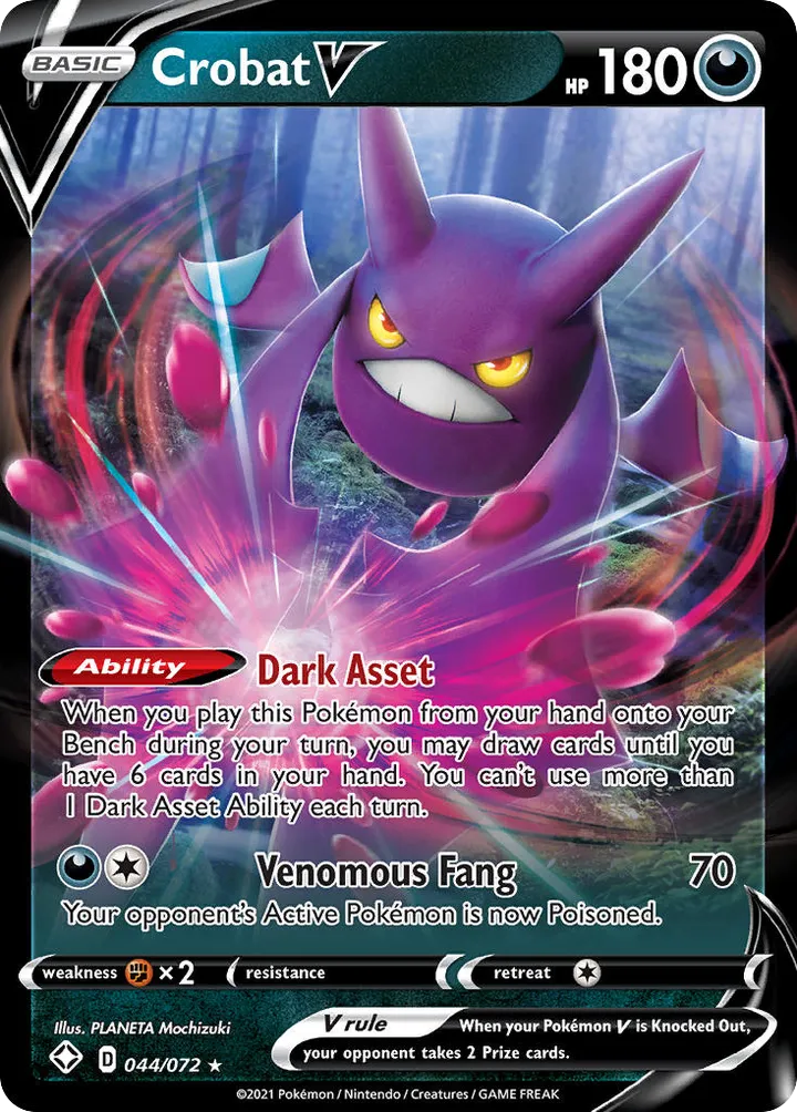 Shining Fates 영어판 Crobat V 44 카드 앞면