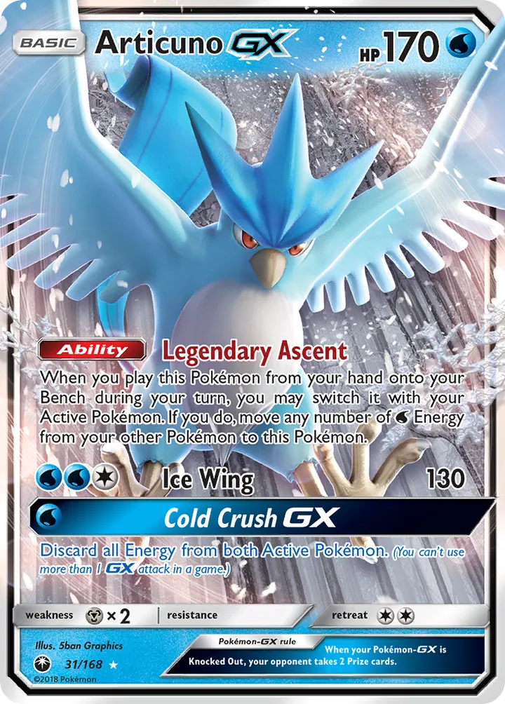 Sun & Moon—Celestial Storm 英語版 Articuno-GX 31 カード表面