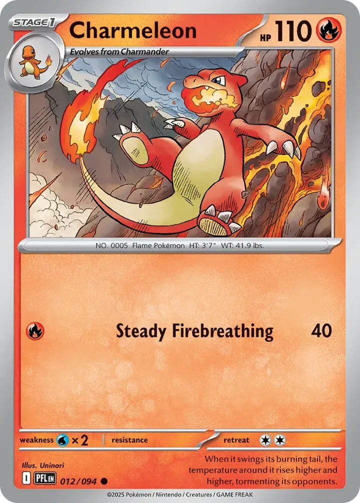 Mega Evolution—Phantasmal Flames 영어판 Charmeleon 12 카드 앞면