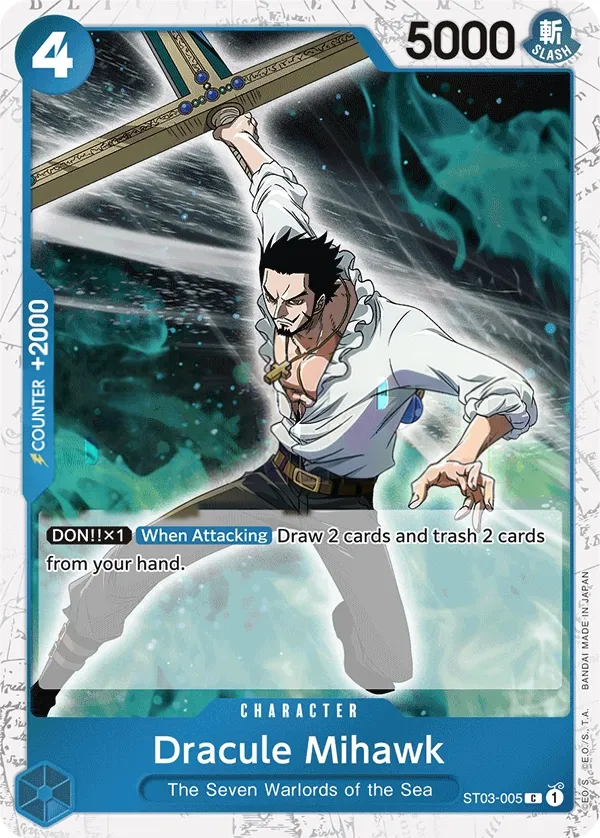 The Seven Warlords of the Sea 영어판 Dracule Mihawk ST03-005 · 패럴렐 4 카드 앞면