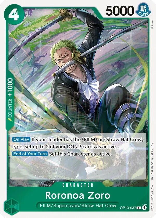 Carrying on His Will 英語版 Roronoa Zoro OP13-037 カード表面