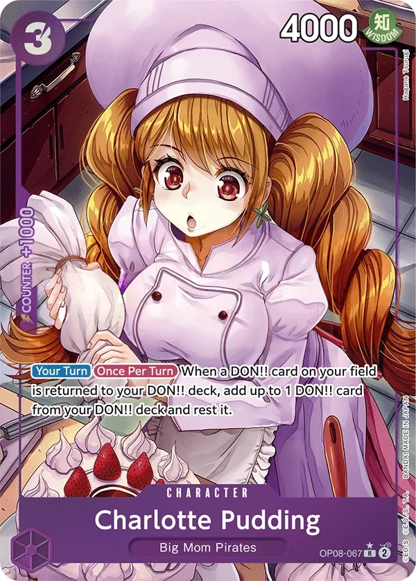 Two Legends 영어판 Charlotte Pudding OP08-067 · 패럴렐 카드 앞면