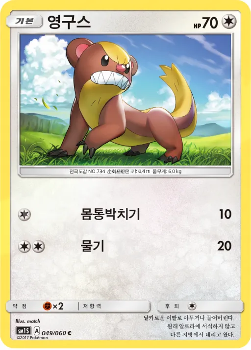 썬 컬렉션 韓国語版 영구스 49 カード表面