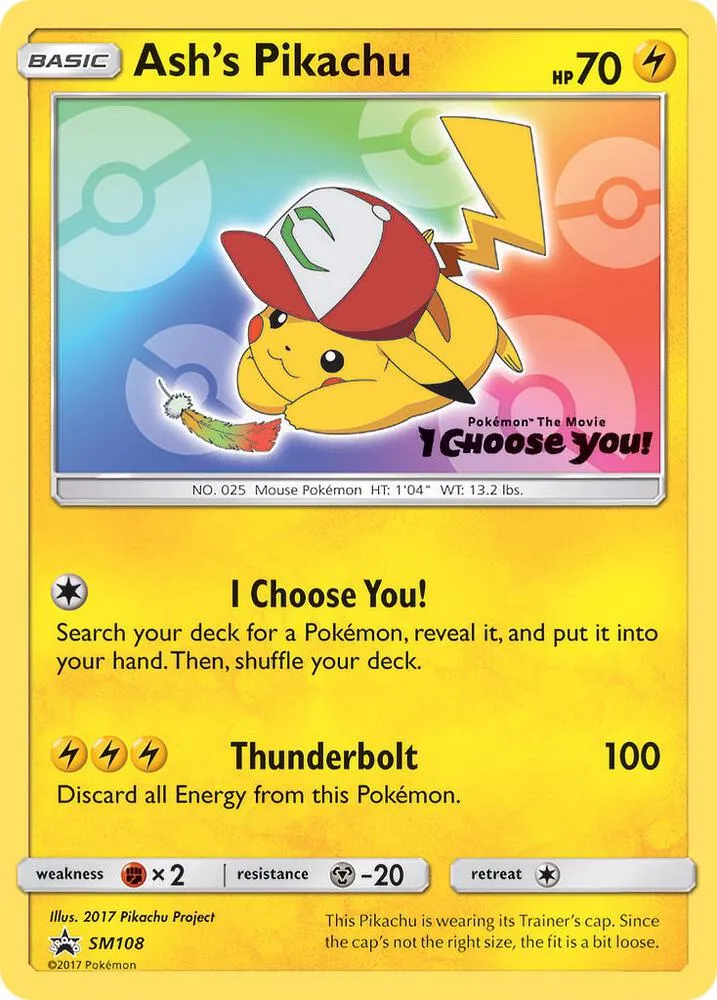 SM Black Star Promos 영어판 Ash's Pikachu SM108 카드 앞면