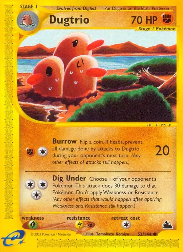 Skyridge 영어판 Dugtrio 52 카드 앞면