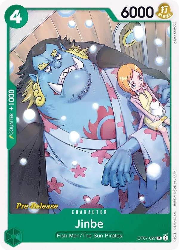 500 Years in the Future 英語版 Jinbe OP07-027 · プレリリース カード表面