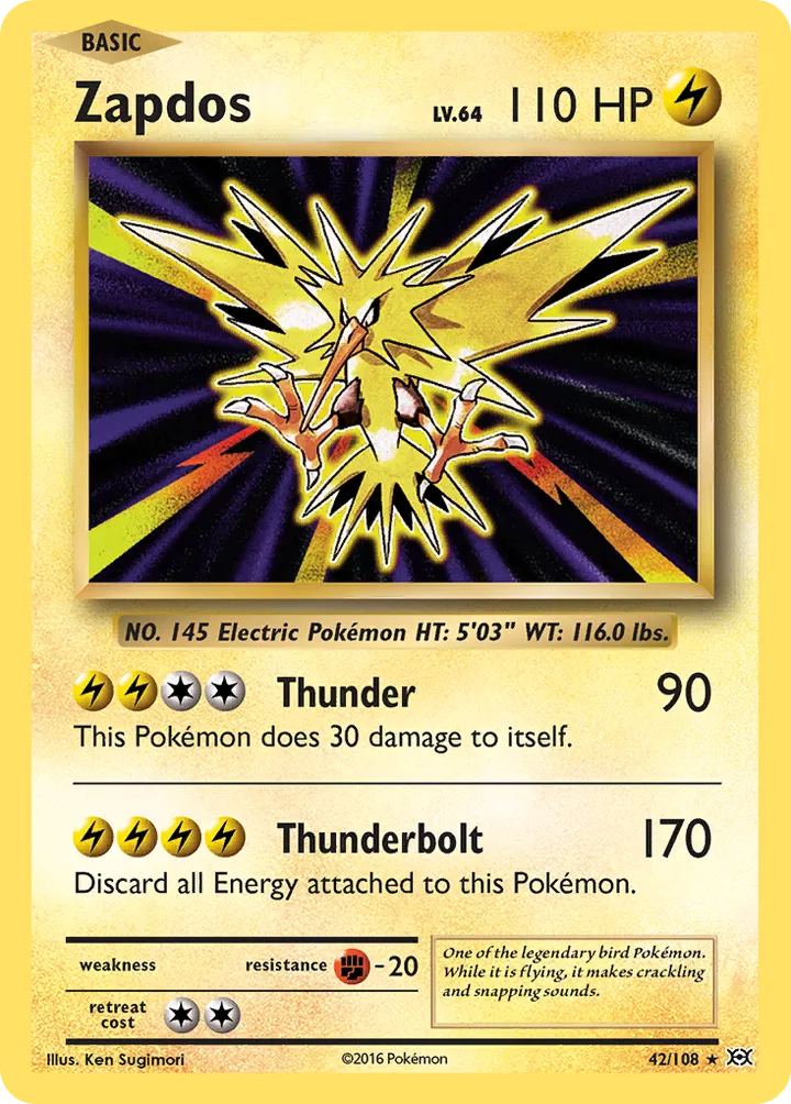 XY—Evolutions 영어판 Zapdos 42 카드 앞면