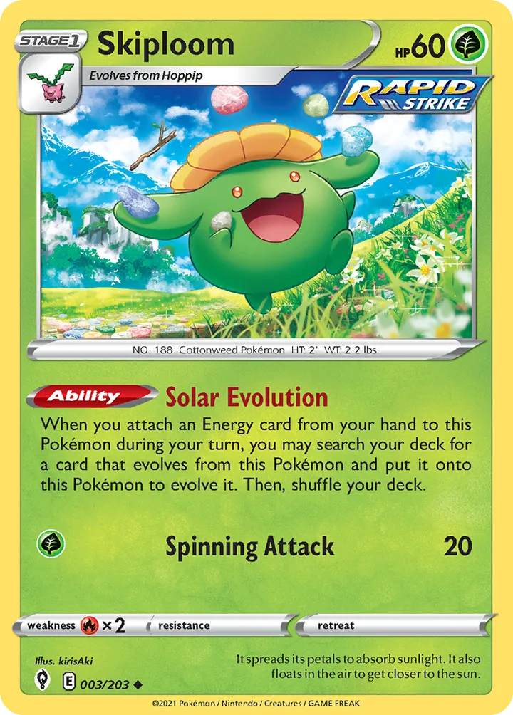 Sword & Shield—Evolving Skies 영어판 Skiploom 3 카드 앞면