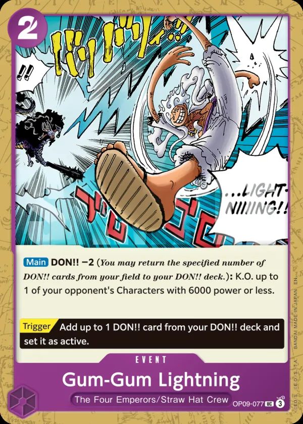Emperors in the New World 영어판 Gum-Gum Lightning OP09-077 · 재록 2 카드 앞면