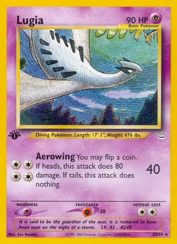 Neo Revelation 영어판 Lugia 20 카드 앞면