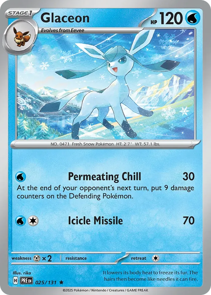 Scarlet & Violet—Prismatic Evolutions 영어판 Glaceon 25 카드 앞면