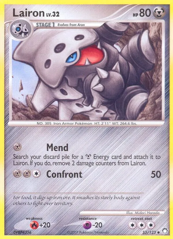 Diamond & Pearl—Mysterious Treasures 영어판 Lairon 53 카드 앞면