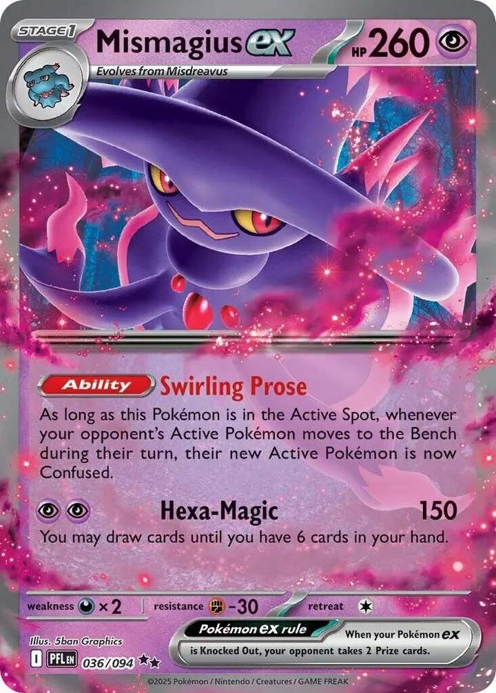 Mega Evolution—Phantasmal Flames 영어판 Mismagius ex 36 카드 앞면
