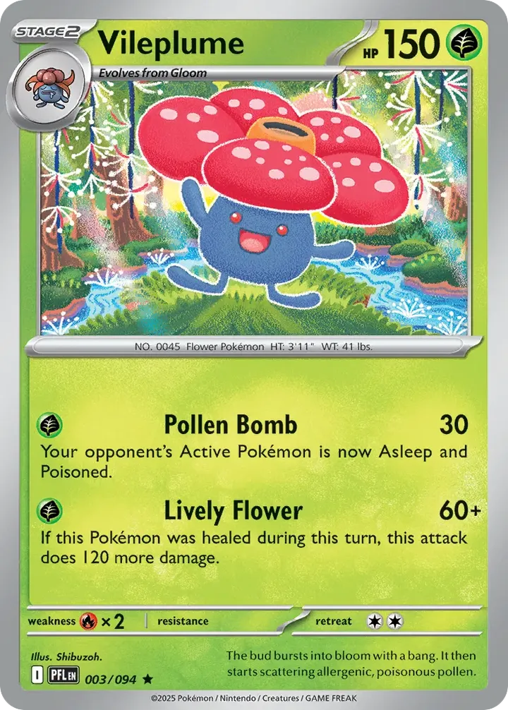 Mega Evolution—Phantasmal Flames 英語版 Vileplume 3 カード表面