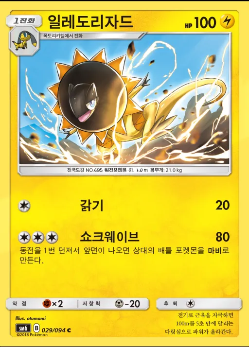 금단의 빛 韓国語版 일레도리자드 29 カード表面